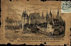 CPA Vieux Paris Le Palais Du Roy La Cite Le Pont Aux Meuniers Ainsi Appele Parce Qu'un Moulin