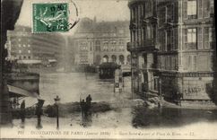 CPA Inondations De Paris Gare Saint Lazare Et Place De Rome