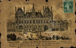 VINTAGE POSTCARD Old Paris the Town hall Of Paris in 1645