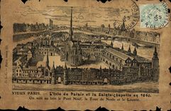 VINTAGE POSTCARD Old Paris Isle Of the Palate And Sainte the Vault in 1640