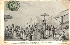 VINTAGE POSTCARD Manners And Habits Of Old Paris Beautiful Bourbonnaise In Walk In the Maubert Place