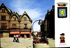 MODERN CARD Auxerre Burgundy Places Town hall And Houses has Wood Sides