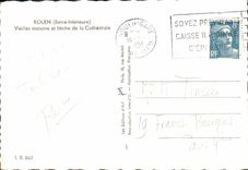 MODERN CARD Rouen Old women Houses And Arrow Of the Cathedral