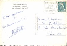 MODERN CARD Riquewihr the House Of the Storks Seen from Of the Ferch Hotel