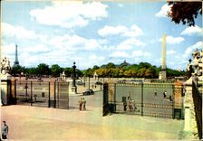 MODERN CARD Paris the Place of the Harmony Obelisk Eiffel Tower