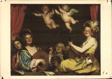 MODERN CARD Dutch Painting Pieter Claesz Museum of Louvre Angels Concert