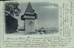 VINTAGE POSTCARD Graz Uhrthurm Ain Schlossberg