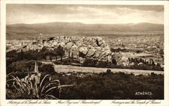 VINTAGE POSTCARD Aeopage and the temple of Thesee