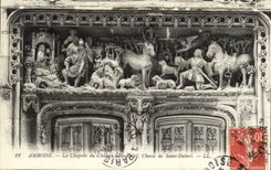 CPA Amboise La Chapelle Du Chateau Bas relief Chasse de Saint Hubert