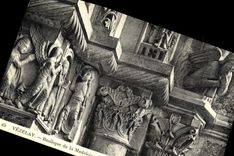 VINTAGE POSTCARD Vezelay Basilica of the Madeleine Chapiteu of the external gate