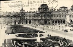 Lumbrera de París de la POSTAL de la VENDIMIA el carrusel y la estatua de París