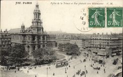 CPA Paris Eglise de La Trinite et Vue Generale Vers Montmartre