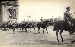 Festivales de la POSTAL de la VENDIMIA Victoire París del general Douglais Haig Militaria del 14 de julio de 1919
