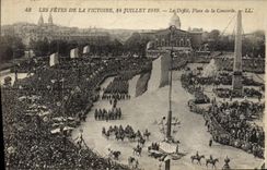 VINTAGE POSTCARD the Festivals Of the Victoire July 14th, 1919 the procession Places Harmony