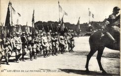 VINTAGE POSTCARD Festivals Of the Victoire July 14th, 1919 Flags of Militaria infantry