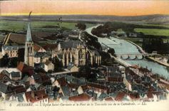 CPA Auxerre L'Eglise Saint Germain et le Pont la Tournelle Vue De La Cathedrale