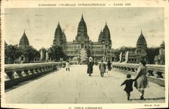 VINTAGE POSTCARD Expostion Colonlale International Paris Temple of Angkor Vat