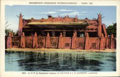 VINTAGE POSTCARD Fair Colonial International Paris 1931 AOF the indigenous restaurant