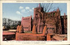 VINTAGE POSTCARD Fair Colonial International Paris 1931 AOF Le palate seen of the lower terrace restoring Sarrabezolles