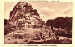 CPA Exposition Coloniale Internationale De Paris Parc Zoologique Zoo Le rocher des singes