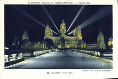 VINTAGE POSTCARD Fair Colonial International Of Paris Angkor Vat Seen Of Night