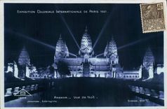 VINTAGE POSTCARD Fair Colonial International Of Paris Angkor Seen Of Night