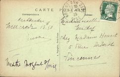 Exposición internacional de París de la POSTAL de la VENDIMIA de artes decorativos a la buena muchedumbre de la casa del mercado delante de la casa de Pomone