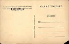 Exposición internacional de París de la POSTAL de la VENDIMIA de la vista decorativa de los artes 1925 del curso de Corcellel de la casa la reina