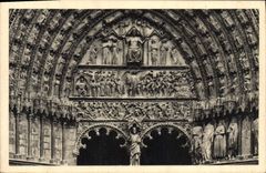 POSTAL Bourges de la VENDIMIA el tímpano de la catedral de la puerta central el juicio pasado