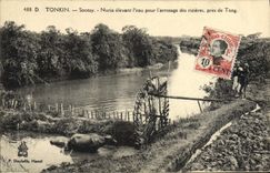VINTAGE POSTCARD Tonkin Sontay Noria Raising Water For the Watering Of the Rice plantations Close De Tong Vietnam Indo-China