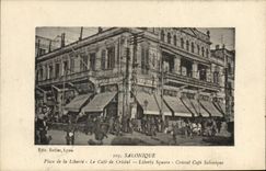 VINTAGE POSTCARD Salonique Places Freedom the Crystal Coffee