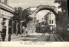 VINTAGE POSTCARD Salonique Arc de Triomphe Tram
