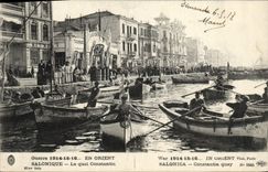 VINTAGE POSTCARD Salonique the Quay Constantin Bateaux