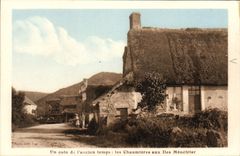 VINTAGE POSTCARD a Corner Of the Olden days Thatched cottages In the Menefrier Islands