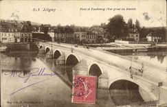 VINTAGE POSTCARD Joigny Bridge And Faubourg Seen from upstream
