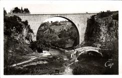 VINTAGE POSTCARD Env D' Avallon Pierre Perthuis Two Bridges the Viaduct Of Only one Arch