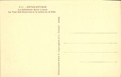 VINTAGE POSTCARD Ancient Autun the Cathedral Lazare Saint the Tower Of the Ursulines And the Center Of the City