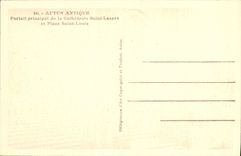 VINTAGE POSTCARD Ancient Autun Principal Gate Of the Cathedral Saint Lazare And Place Saint Louis