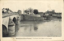 VINTAGE POSTCARD Montereau Is necessary Yonne Confluent Of the Seine And Yonne