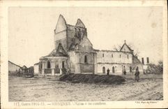 VINTAGE POSTCARD Sommesous War the Church And Trenches