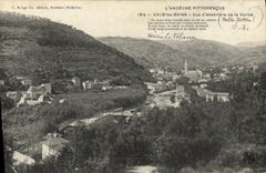 VINTAGE POSTCARD Picturesque Ardeche Valleys Les Bains Overall picture Of the Valley