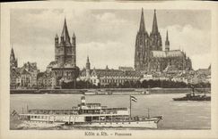 VINTAGE POSTCARD Koln has Rh Panorama Boat
