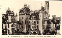 POSTAL Pierrefonds de la VENDIMIA la escalera principal la subsistencia y La Chapelle