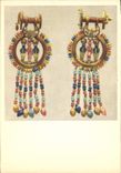 VINTAGE POSTCARD Tut Ank Amen' S Treasures Ear Ornaments In The Center Off has Round Gold Plaque Stands The King Egypt