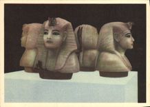 CPA King Tutankhamun Treasures Alabaster heads of the king Egypte