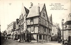 ngulo de Bourges de la POSTAL de la VENDIMIA de las casas de las calles de Pellevosin y de las mujeres mayores de Cambournac de la madera y del hotel de Pellevoisin