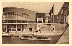VINTAGE POSTCARD Paris International exhibition 1937 House of Belgium Any Eiffel