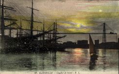 CPA Marseille Coucher de Soleil Bateaux