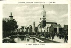 VINTAGE POSTCARD Fair Colonial International Paris 1931 Large avenue of the Colonies