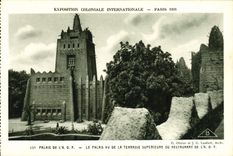 VINTAGE POSTCARD Fair Colonial International Paris 1931 Palates of the Restoring AOF higher Terrace